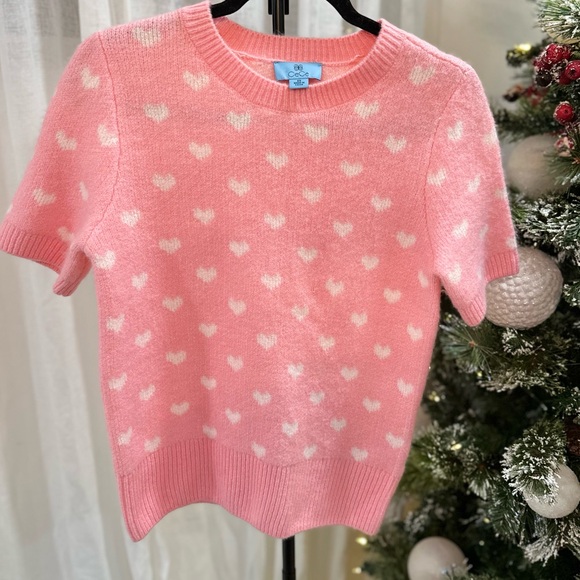 CeCe Tops - Pink Heart Pattern Sweater